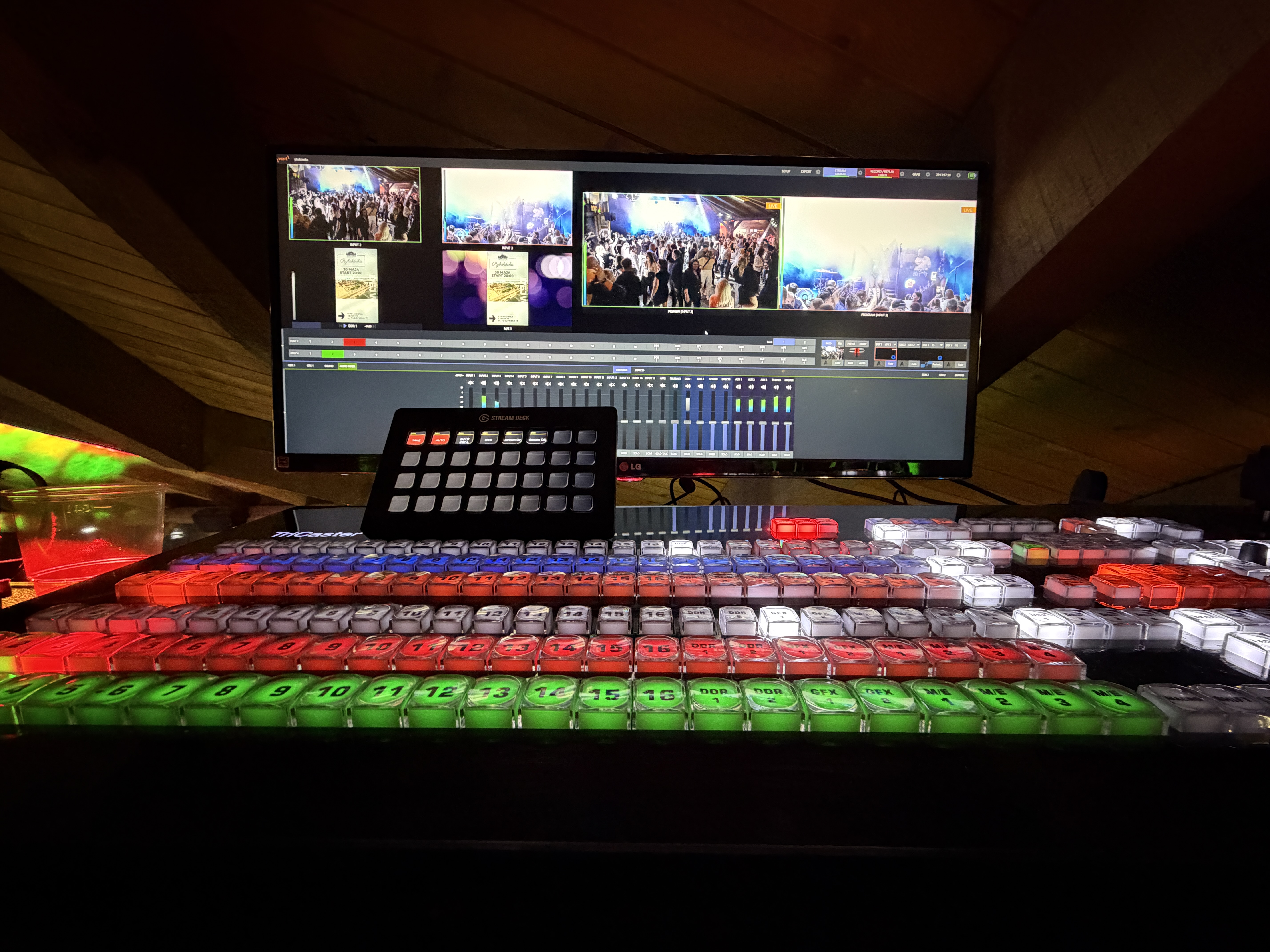 Live production station at event venue